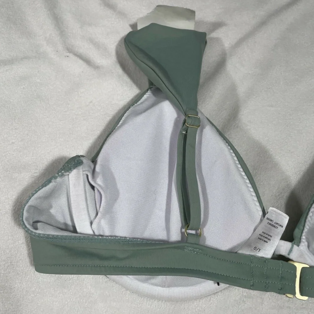 NEW $110 WeWoreWhat [SZ Large ] Allie Wide Strap Underwire Bikini Top‎ Green